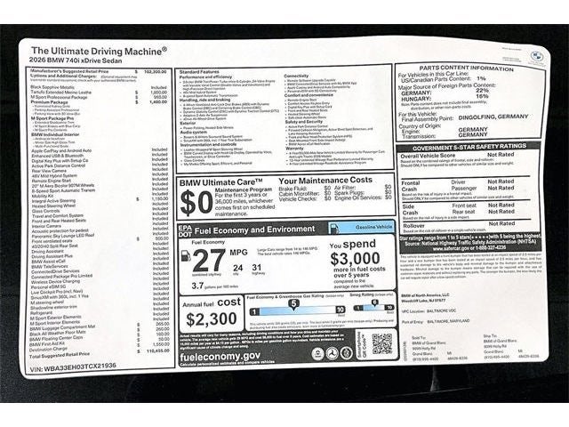 2026 BMW 7 Series 740i xDrive