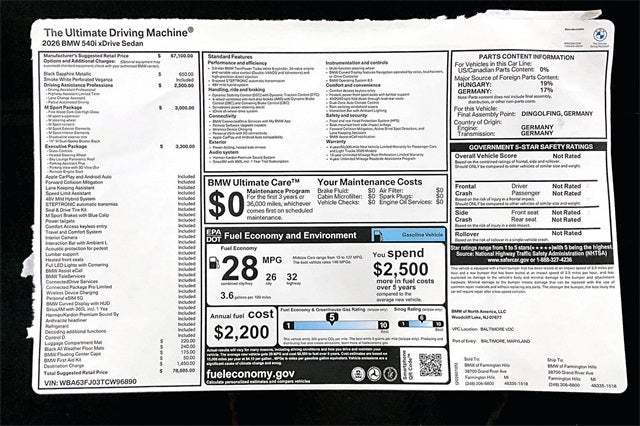 2026 BMW 5 Series 540i xDrive