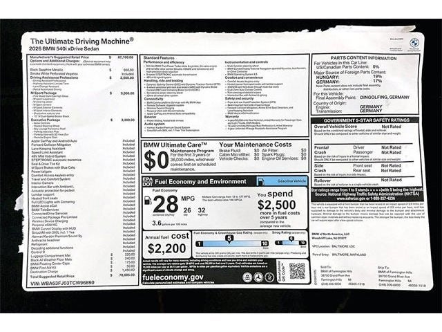 2026 BMW 5 Series 540i xDrive