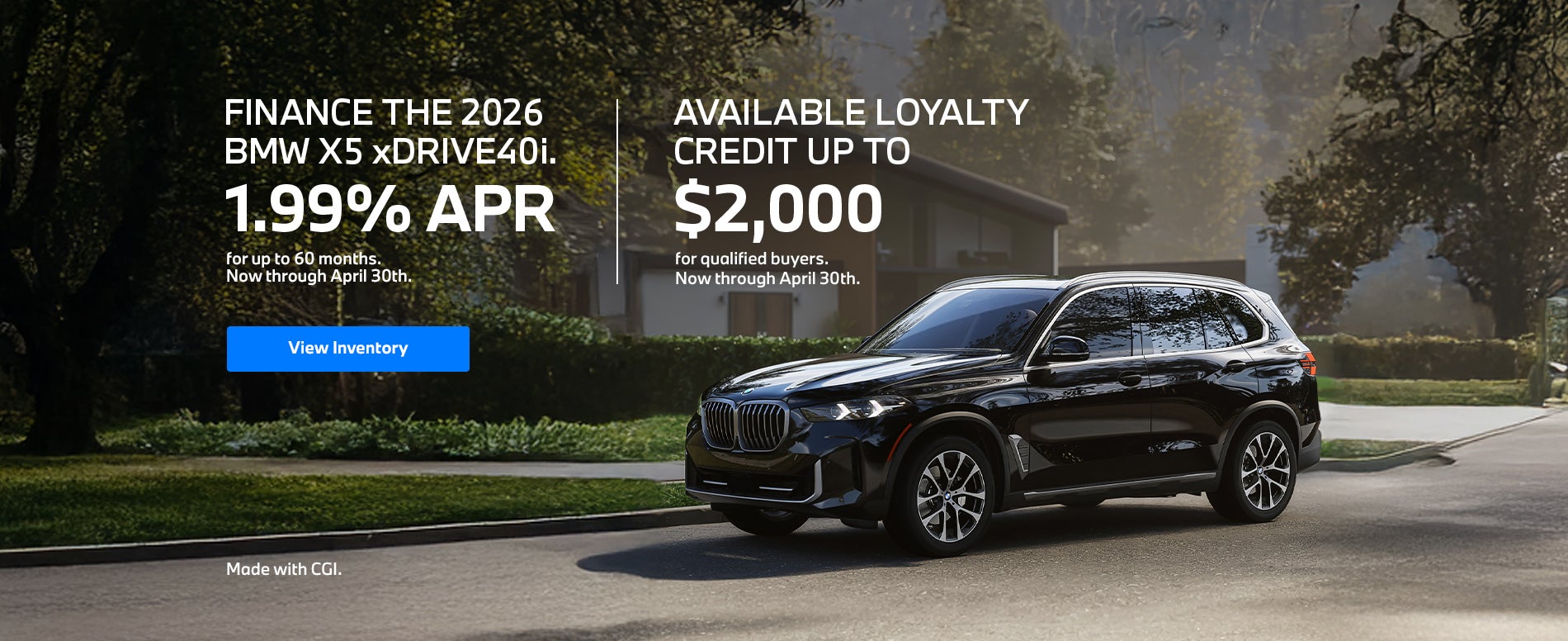 Finance The 2026 BMW X5 xDrive40i. 1.99% APR