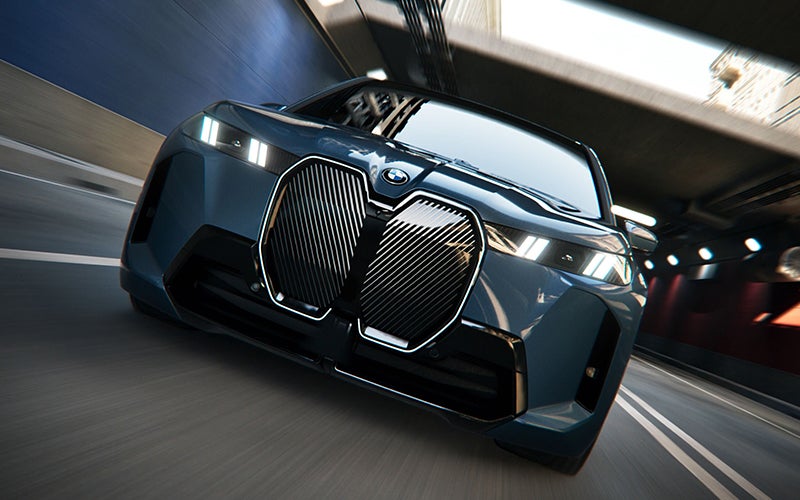 Close up of the BMW iX grille driving. | BMW of Grand Blanc in Grand Blanc MI