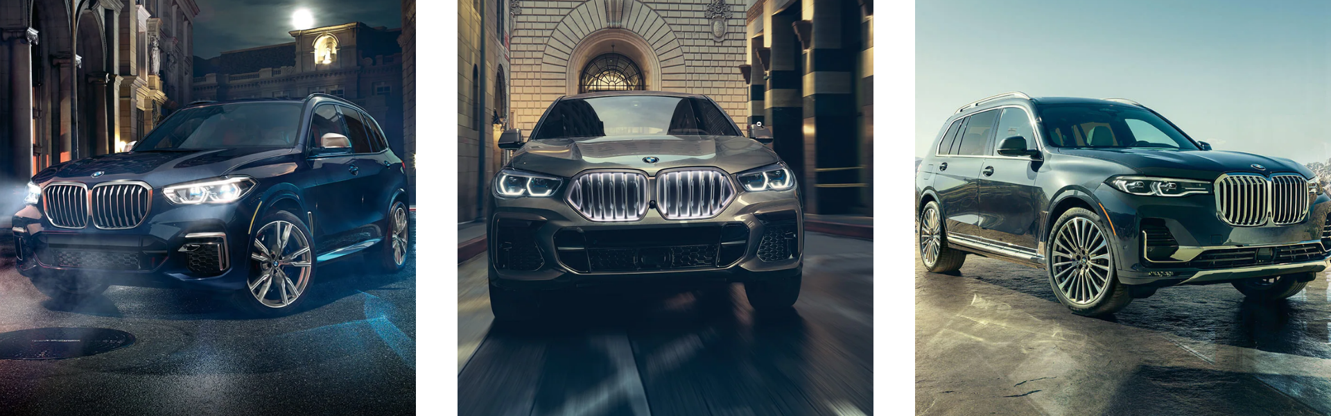 bmw x5, x6 and x7 displayed across
